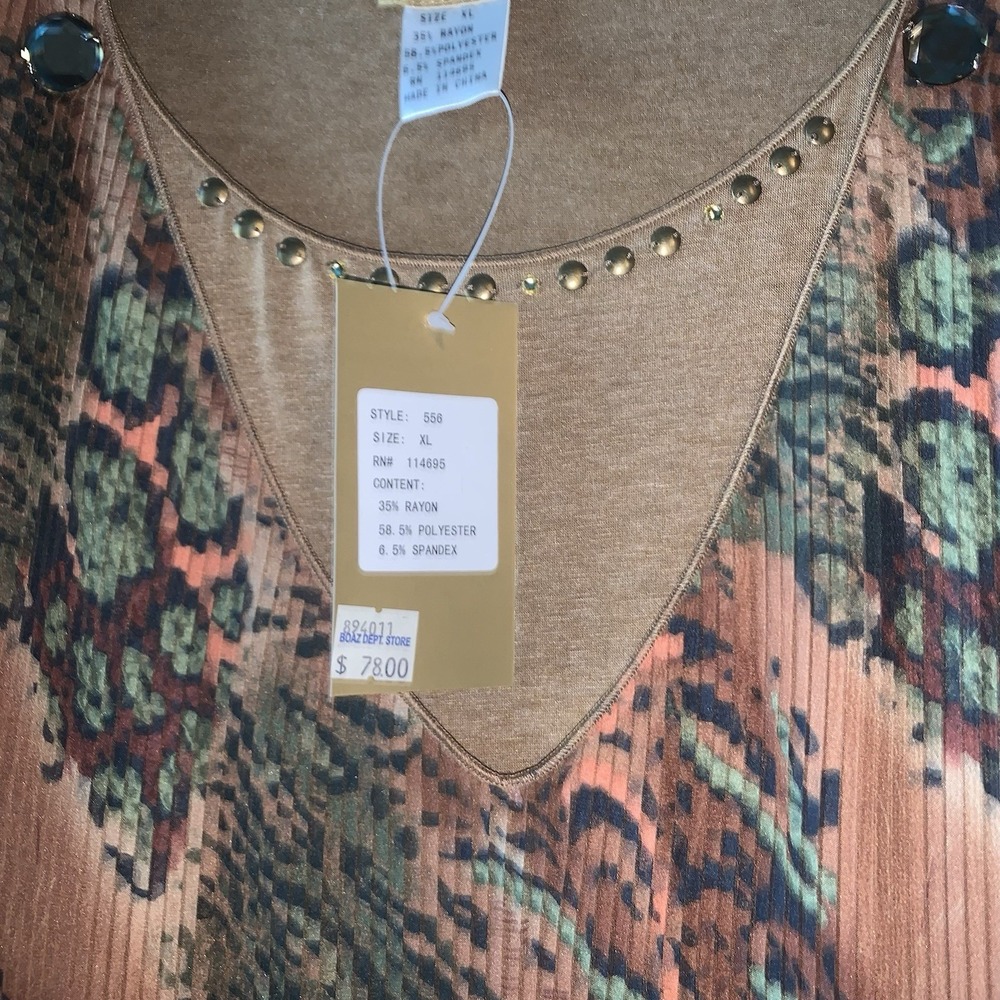 Seandara Dress Women's Sz XL Fall Multicolored Brown Layered Beaded LS NWT $78 - Picture 5 of 8
